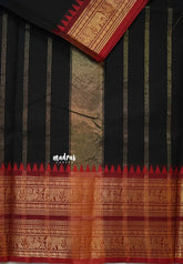 Black - Karthigai silk cotton plain body annam yanai double border